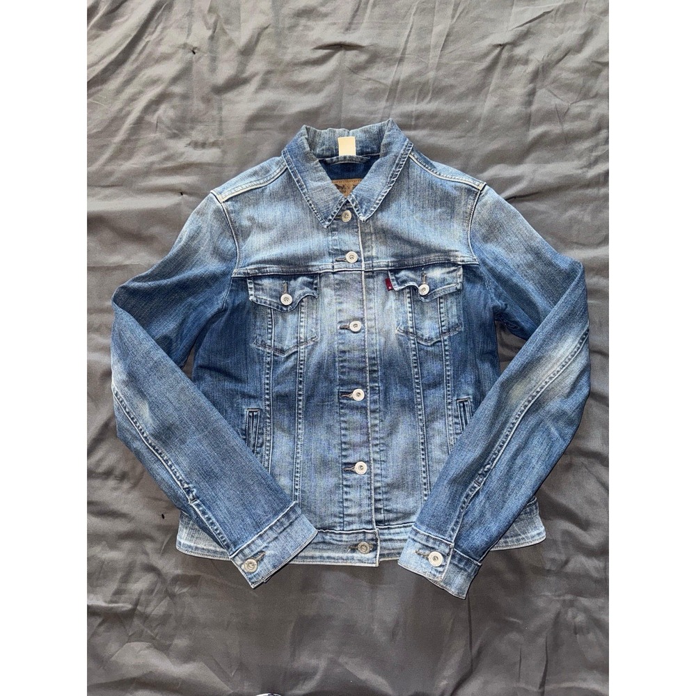 Levis Jean Jacket Womens Blue Medium Wash Trucker Denim Y2K Size Large